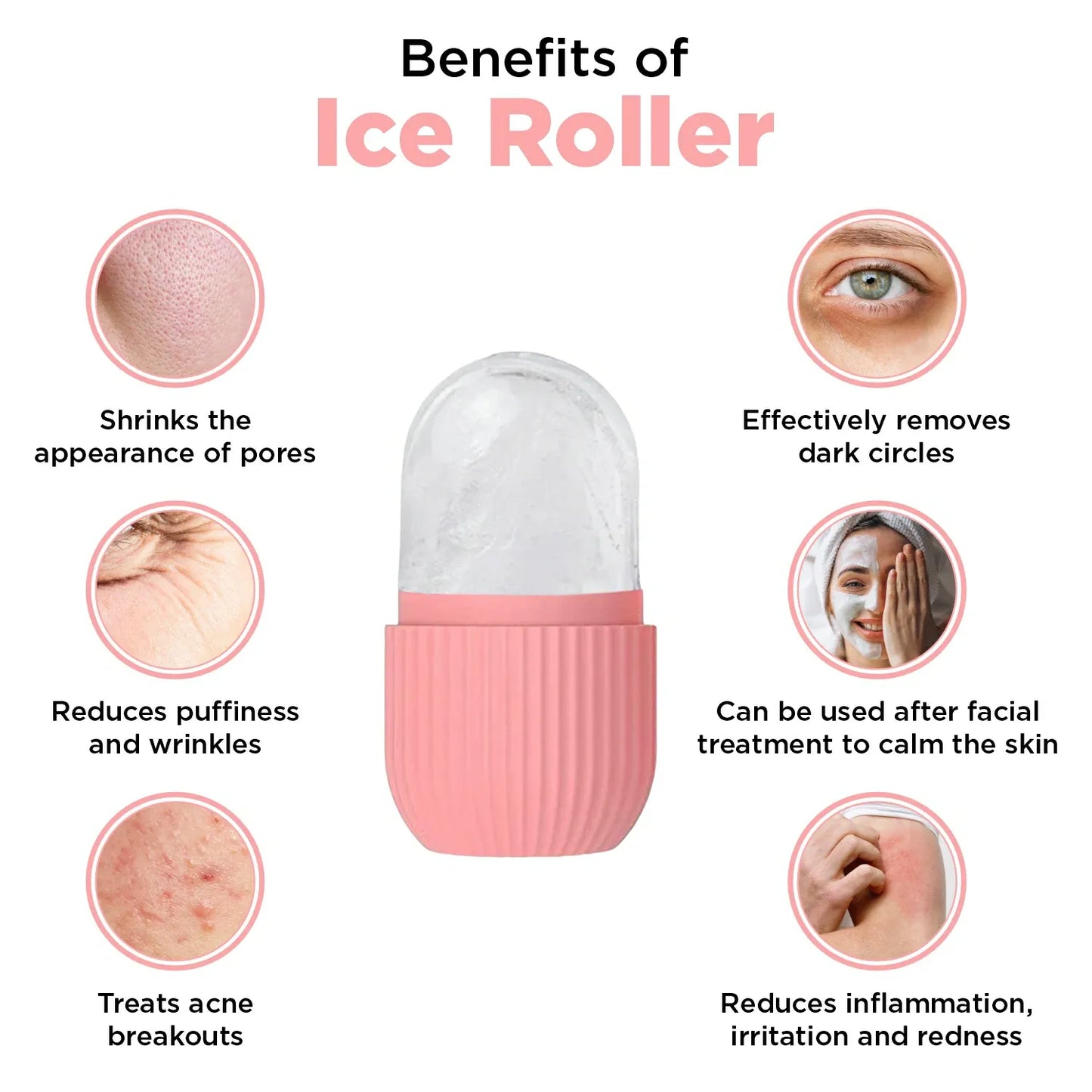 Ice Roller for Face Enhance Skin Glow Reusable Facial Massager (Random Color)