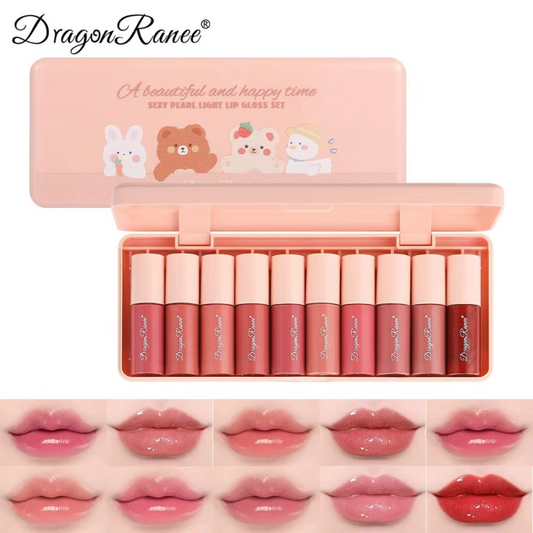 Dragon Ranee – 10 Mini Cartoon Mirror Lip Gloss Set