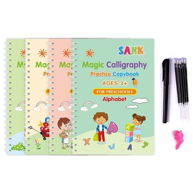 Magic Practice Copybook (4 Books+ 1 Pen + 8 Refills)