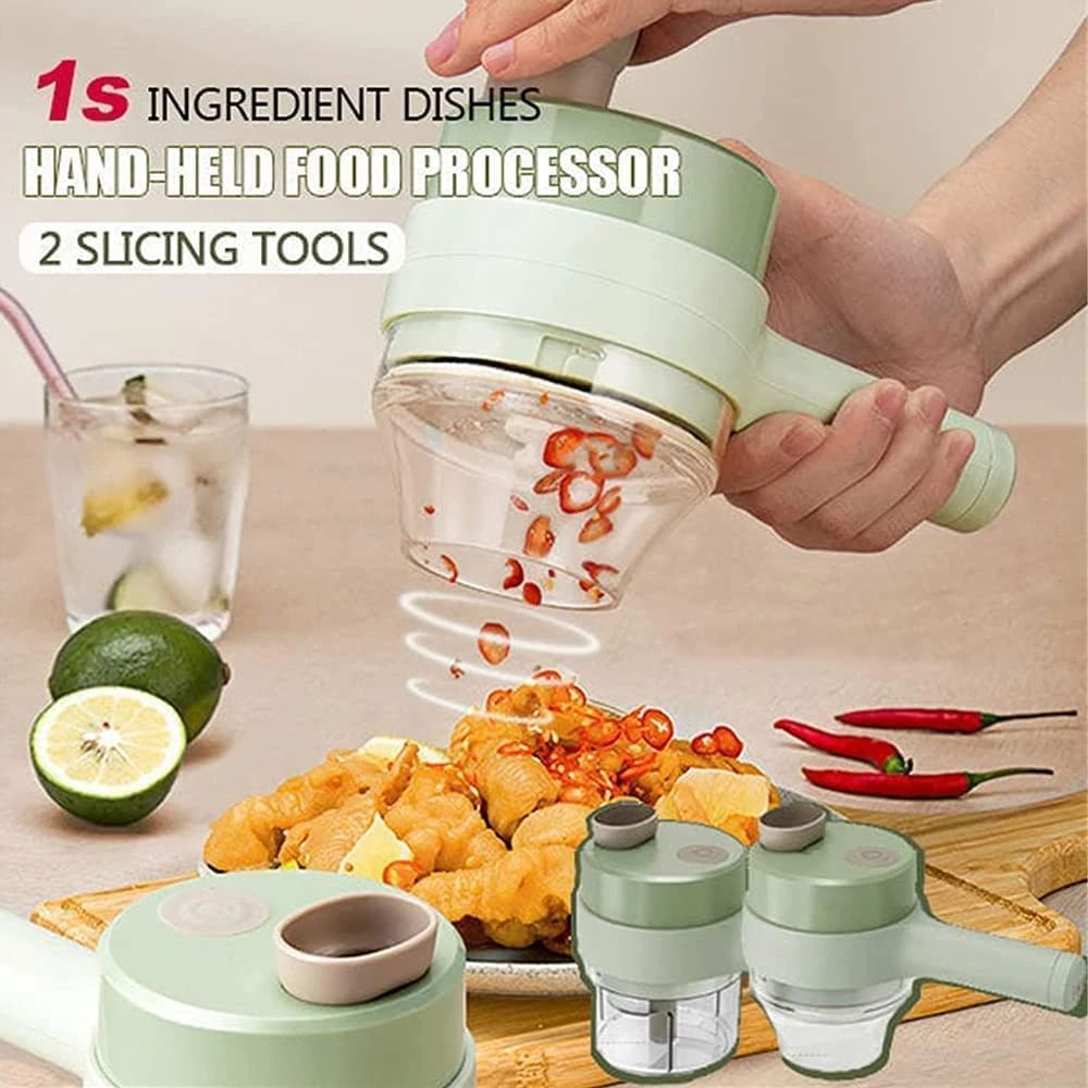 4 In 1 Portable Electric Vegetable Cutter Set Mini Wireless