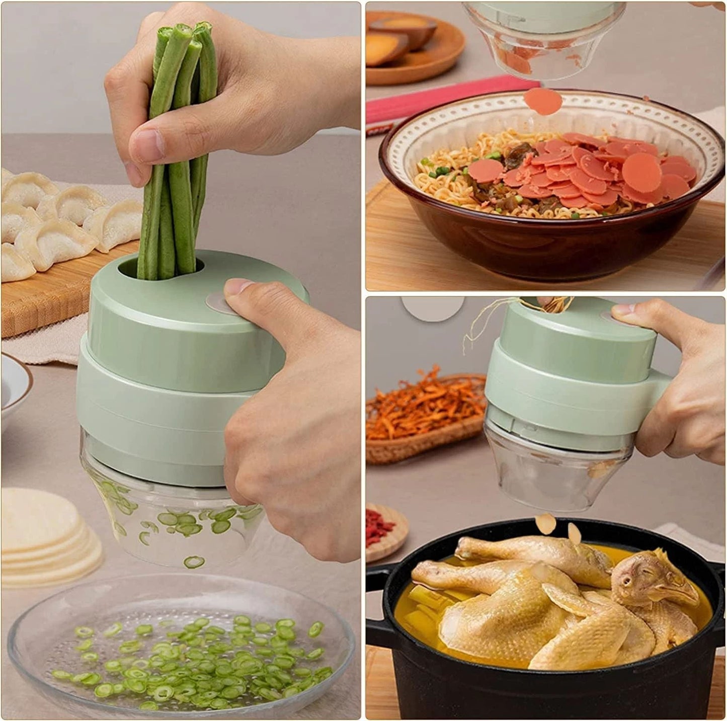 4 In 1 Portable Electric Vegetable Cutter Set Mini Wireless