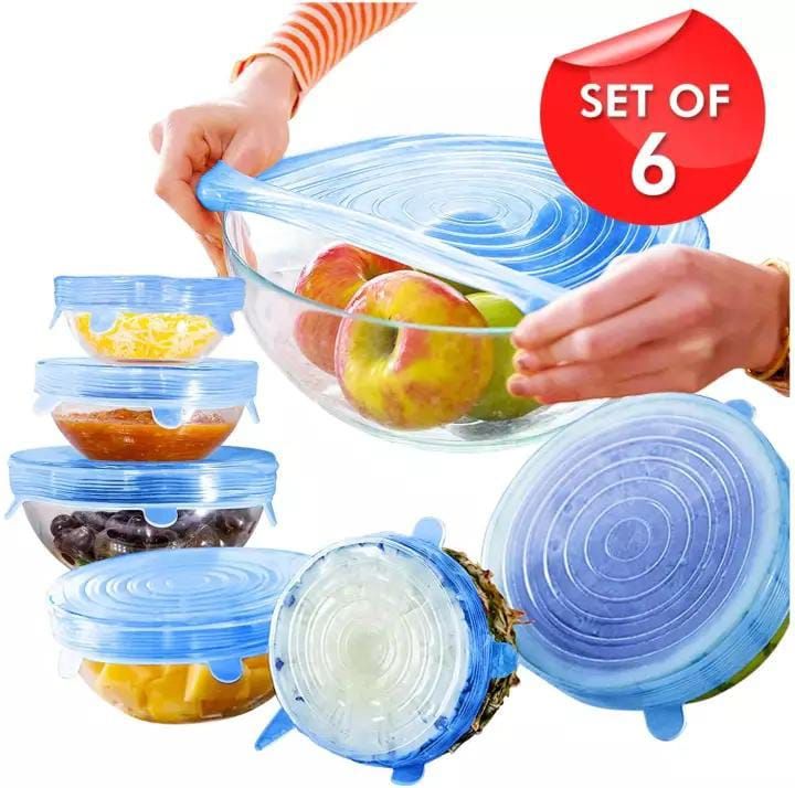 6Pcs Universal Food Silicone Cover Silicone Stretch Lids For Cookware