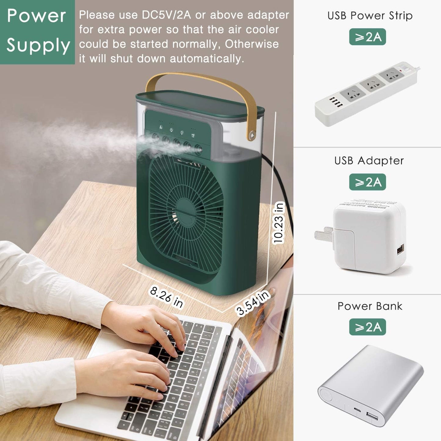Portable Mini Electric Fan Air Conditioner Humidifier With LED Night Light