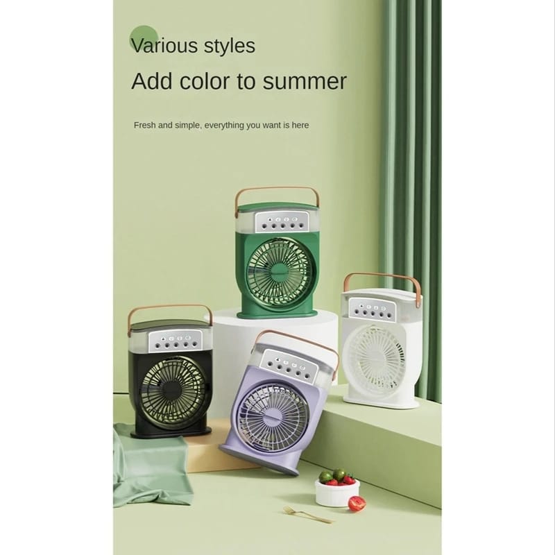Portable Mini Electric Fan Air Conditioner Humidifier With LED Night Light
