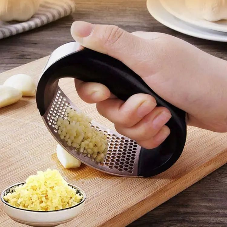 Manual Stainless Steel Garlic Crusher With Handle