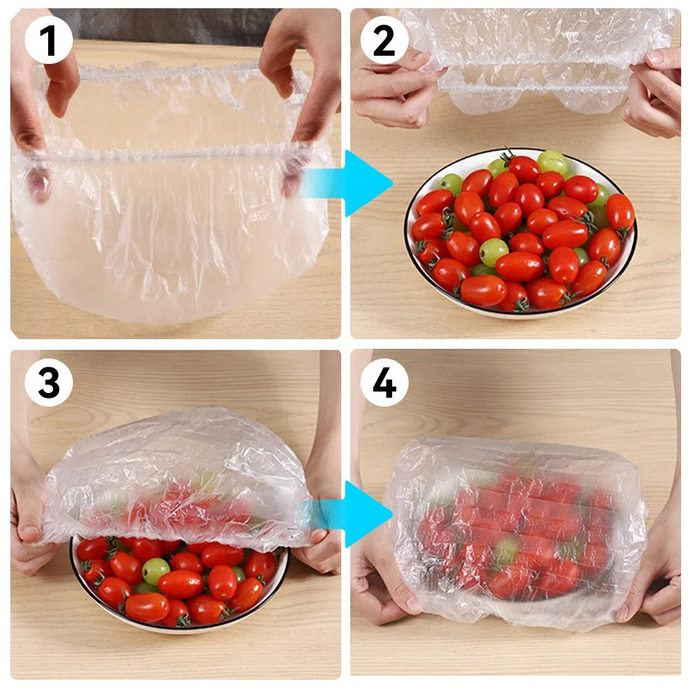 100Pcs Disposable Elastic Food Cover Wrap Elastic