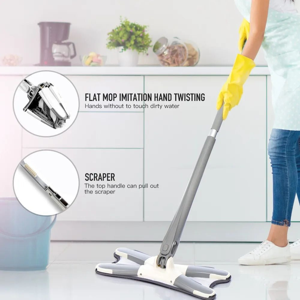 X Shape Microfiber Mop | Twist Mop With 360 Rotating Head