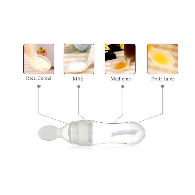 Infant Baby Silica Gel Bottle Feeder With A Spoon Feeder