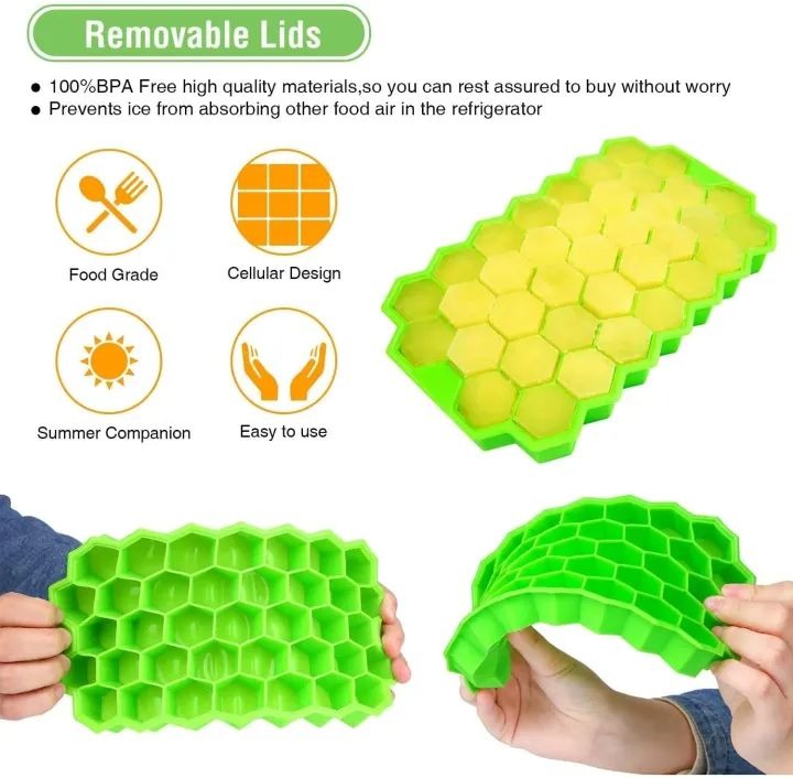 37 Cavity Silicone  Ice Cube Reusable Tray (Multicolor)