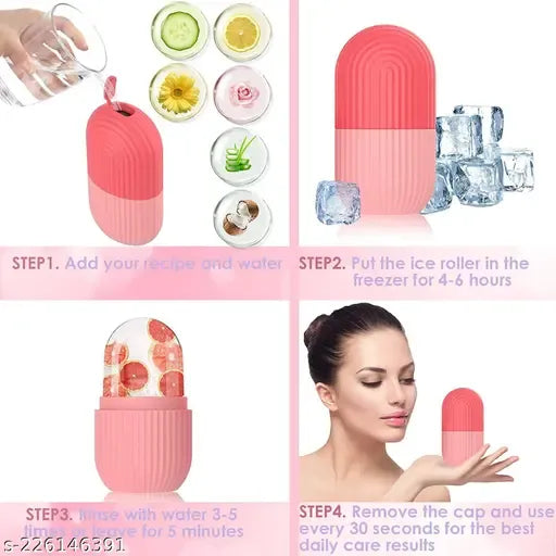 Ice Roller for Face Enhance Skin Glow Reusable Facial Massager (Random Color)