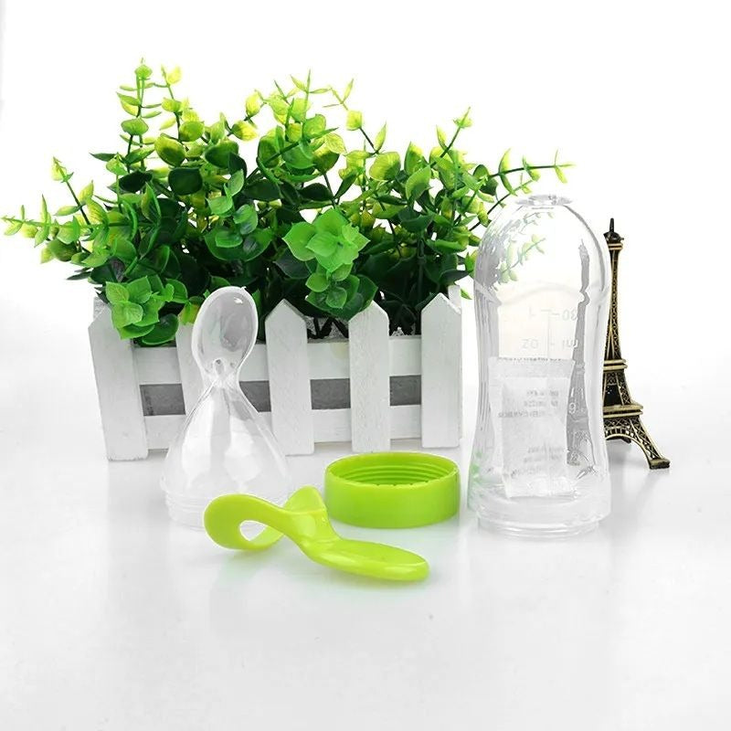 Infant Baby Silica Gel Bottle Feeder With A Spoon Feeder