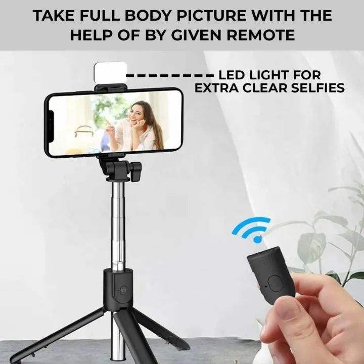 R1s Bluetooth Selfie Sticks with Remote and Selfie Light 3-in-1