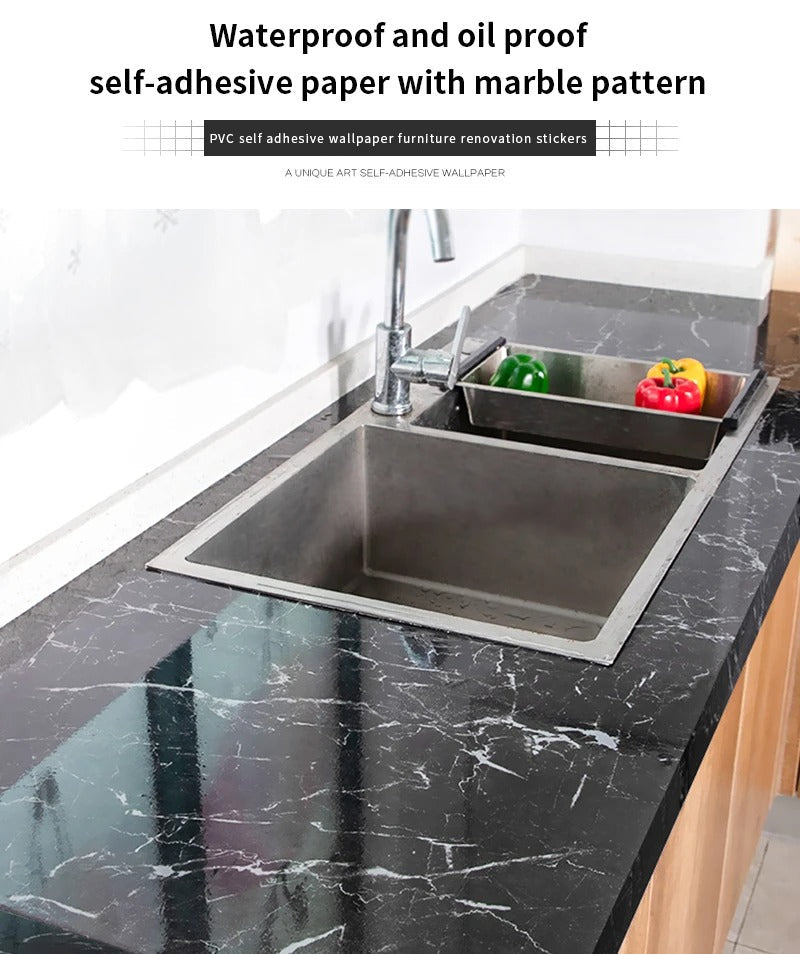 Self Adhesive Marble Sheet for Kitchen-Anti Oil and Heat Resistant Wallpaper (60x 200 cm)