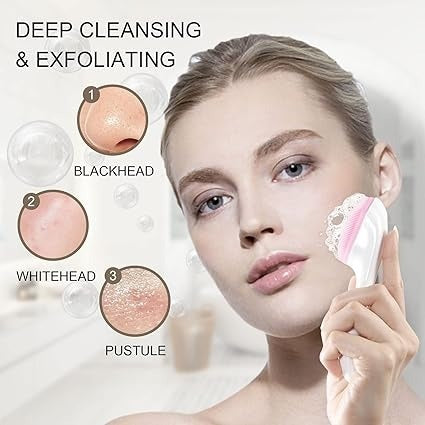 Silicone Face Scrubber Exfoliating Brush, Manual Handheld Massager