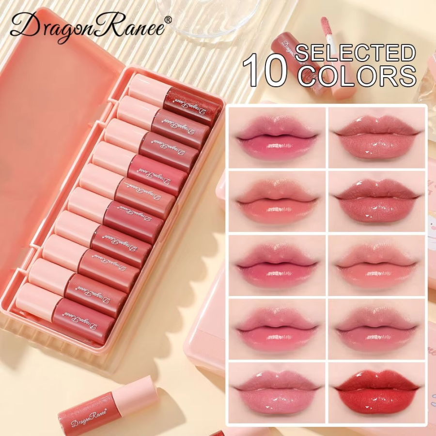 Dragon Ranee – 10 Mini Cartoon Mirror Lip Gloss Set