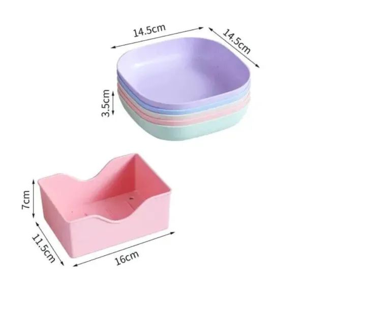 Kitchen Accessories Square Plastic Dinner Plate Set (Set of 10 Pcs, Multicolor)
