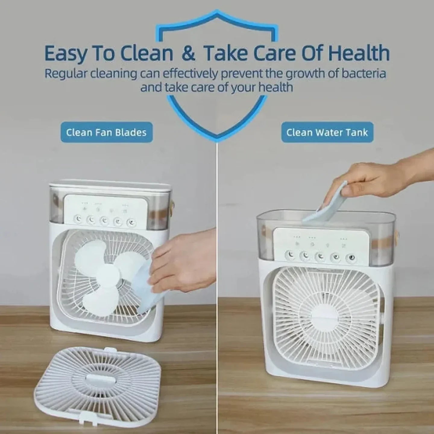 Portable Mini Electric Fan Air Conditioner Humidifier With LED Night Light