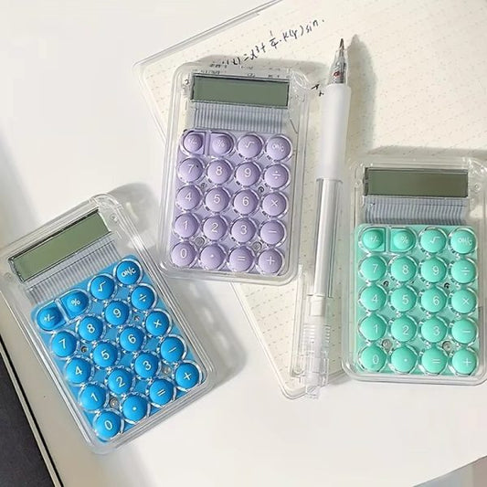 8-Digit Handheld Electronic Calculator with LCD Display & Silicone Buttons