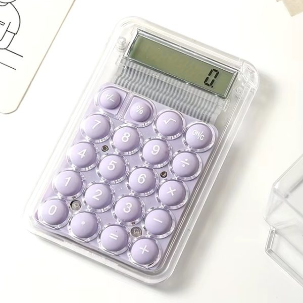 8-Digit Handheld Electronic Calculator with LCD Display & Silicone Buttons